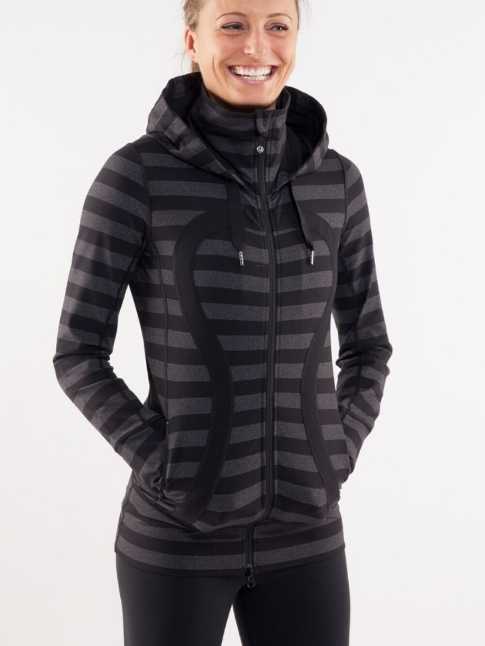 Lululemon Stride Jacket Black Black Micro Macro Stripe / Black Size 6-8
